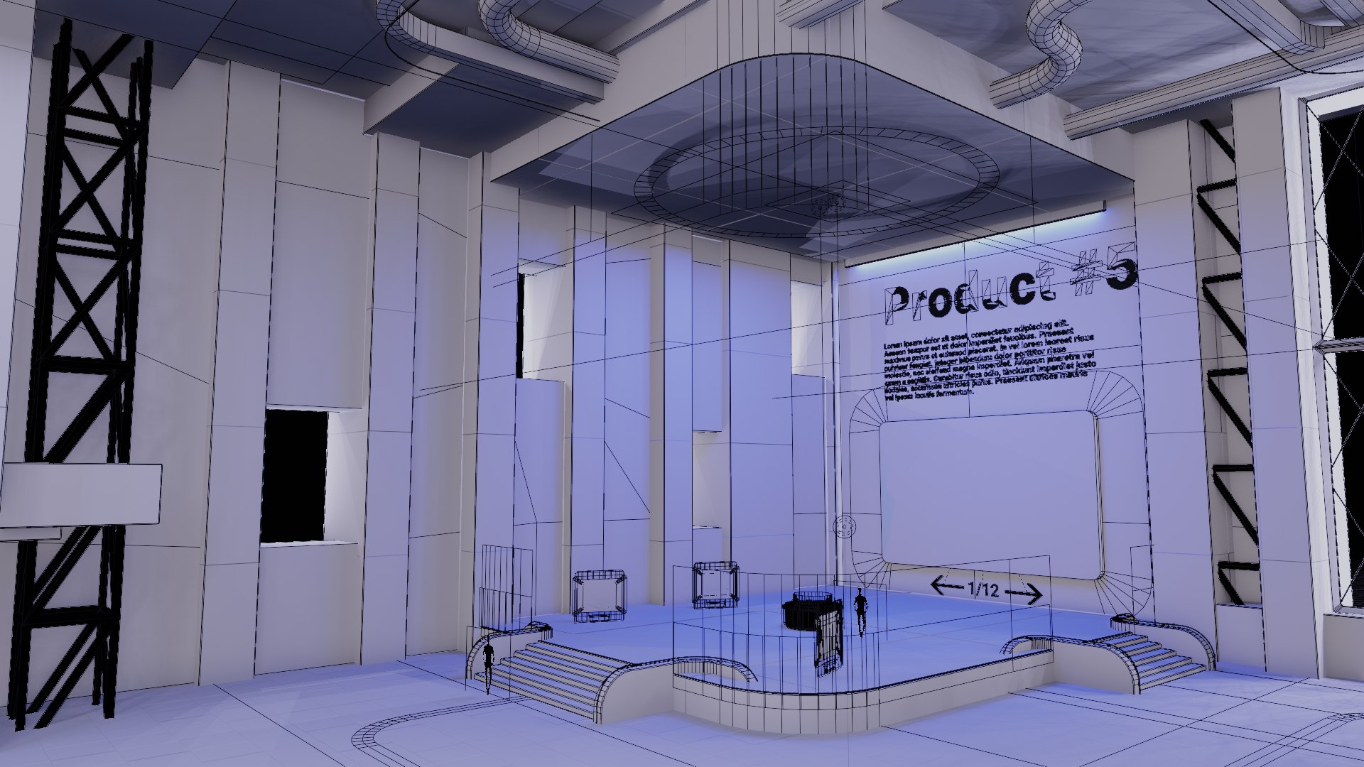 3D Model Sci Fi Exhibition Hall Interior With Real World Scale 2 ...