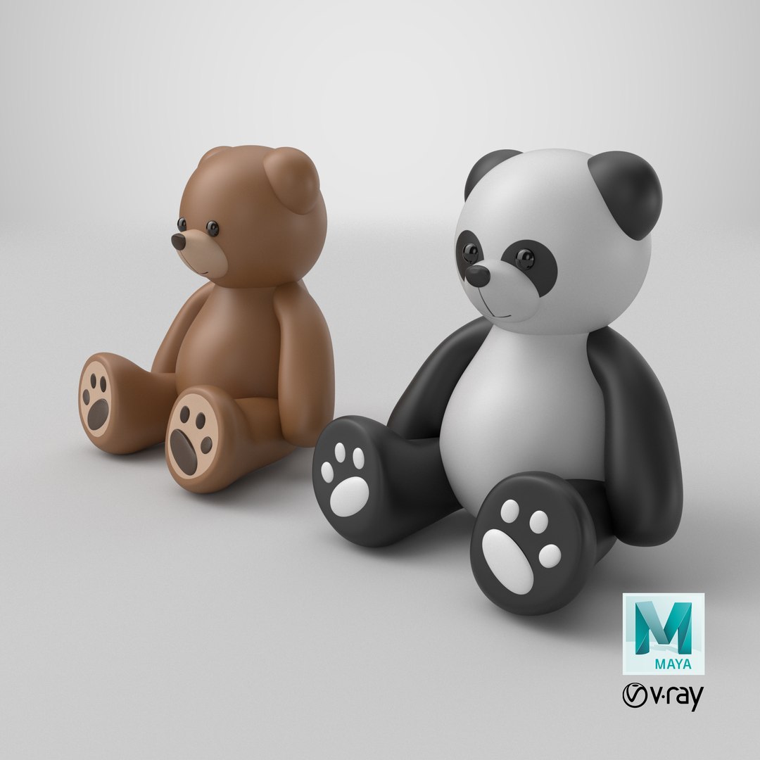 Teddy Bear  and Panda Bear 3D model https://p.turbosquid.com/ts-thumb/ZI/tTuAUr/Ej/stemcell_maya_vray_render/png/1756495025/1920x1080/fit_q87/dd564ad37e1363a220cd3f2ee8c70f16757ffbcd/stemcell_maya_vray_render.jpg