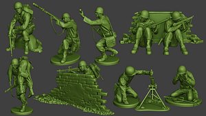american soldier ww2 pack 3D model