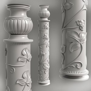 COLUMN WITH LEAVES FOR CNC MILLING 3D model