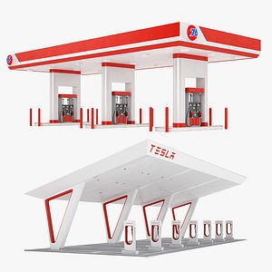 gas station 01 3D