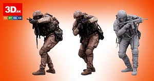 3D Cleaned 3D scan Robert Watson ACR Paratrooper Crouch model