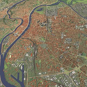 Lyon France - city and urban 3D model