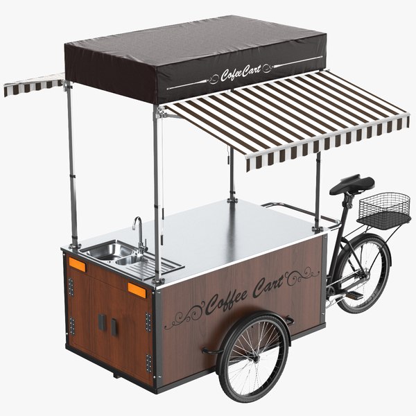 Detailed Empty Coffee Cart model