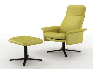 3D DS-55 Office Chair and Footstool model