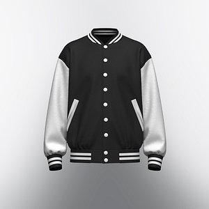Mens Oversized Varsity Jacket 3D