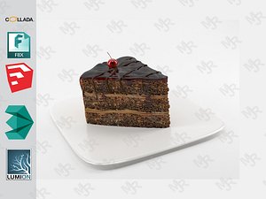 Slice of chocolate cake Free 3D model