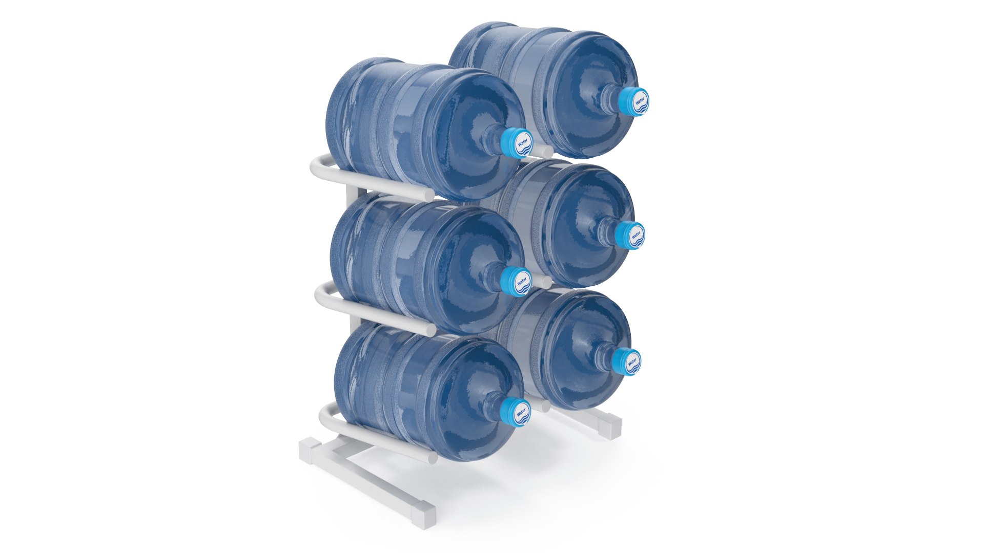 Water Bottle Holder with 6 Trays White 3D model preview