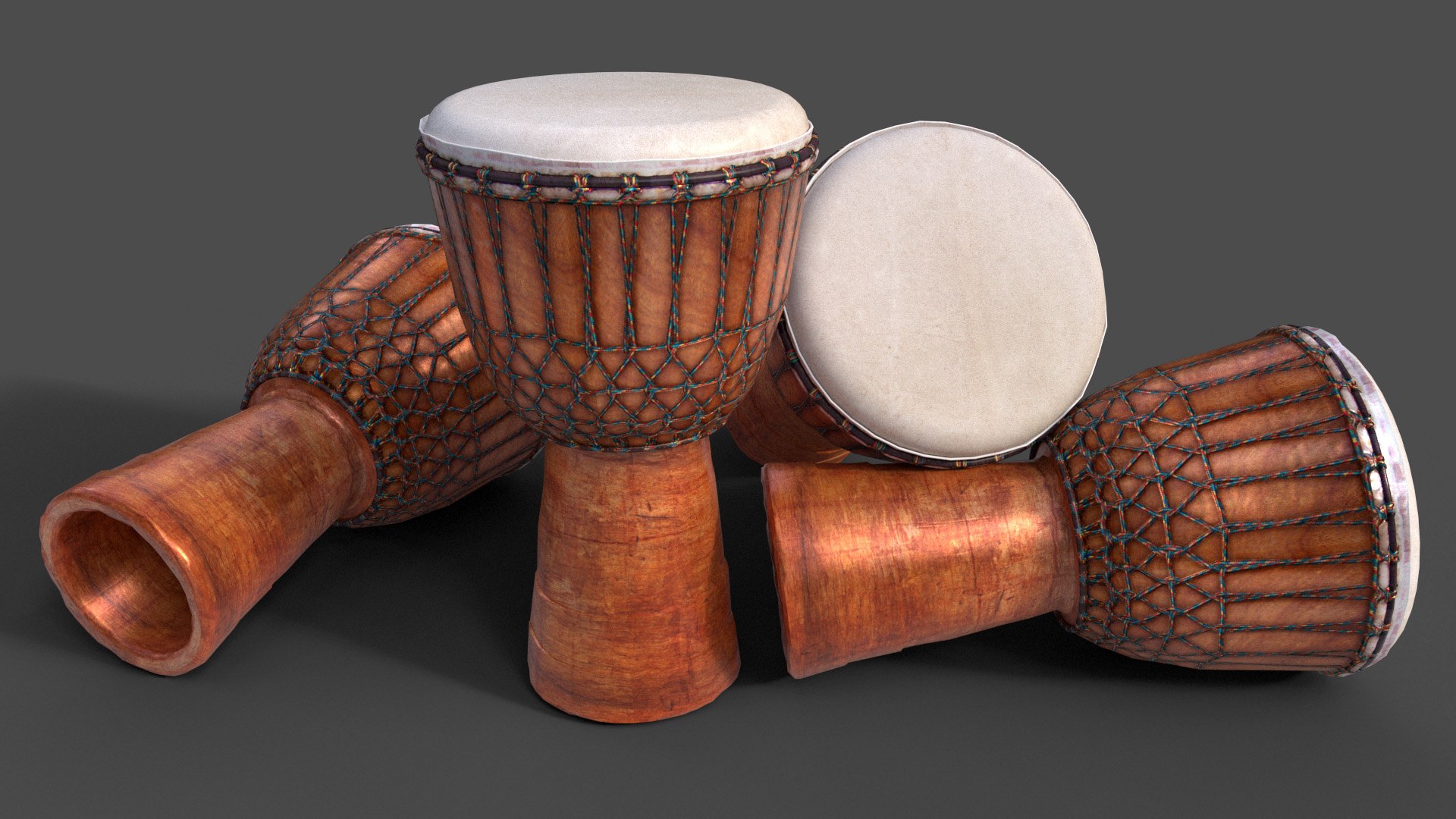 African djembe drum 3D model https://p.turbosquid.com/ts-thumb/ZJ/WVQcMh/qR/preview3/jpg/1688744076/1920x1080/fit_q87/9b4f678c5ae9e5e86d68ab03c69f26b6f5e23754/preview3.jpg