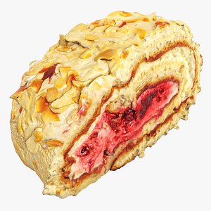 Roll cake with cream filling piece