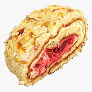 Roll cake with cream filling piece