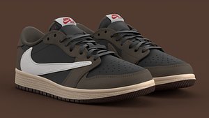 3D model Travis Scott x Air Jordan Dark Mocha