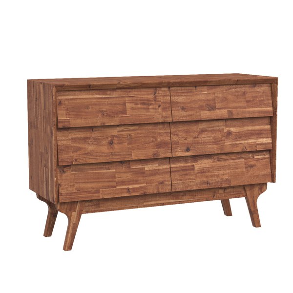 3D Baxton Studio Sierra Mid Century Modern Brown Wood 6 Drawer