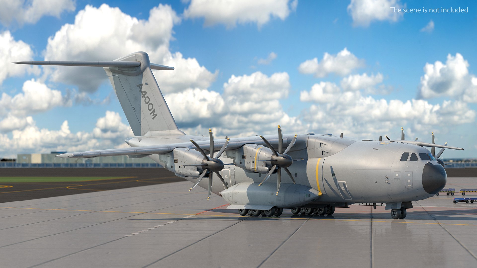 Airbus A400M Atlas Military Transport Aircraft Rigged for Cinema 4D 3D model for vehicle visualization, games, animation, transport scenes, and automotive rendering
