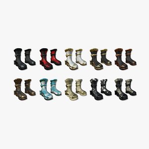3D 10 SciFi Boots A Collection - Character Design Fashion model