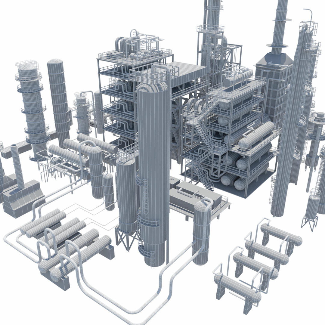 3d model refinery towers