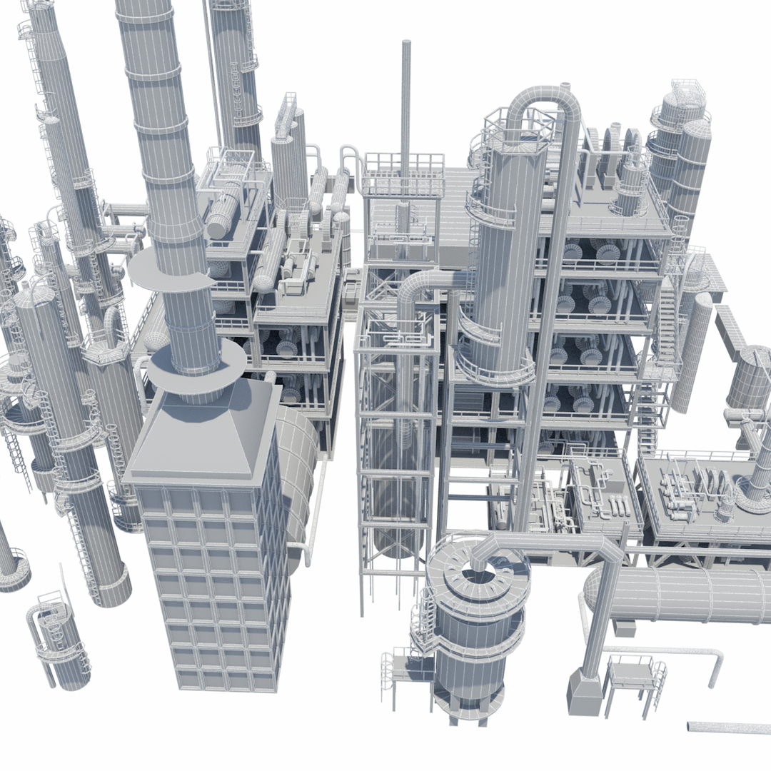 3d model refinery towers