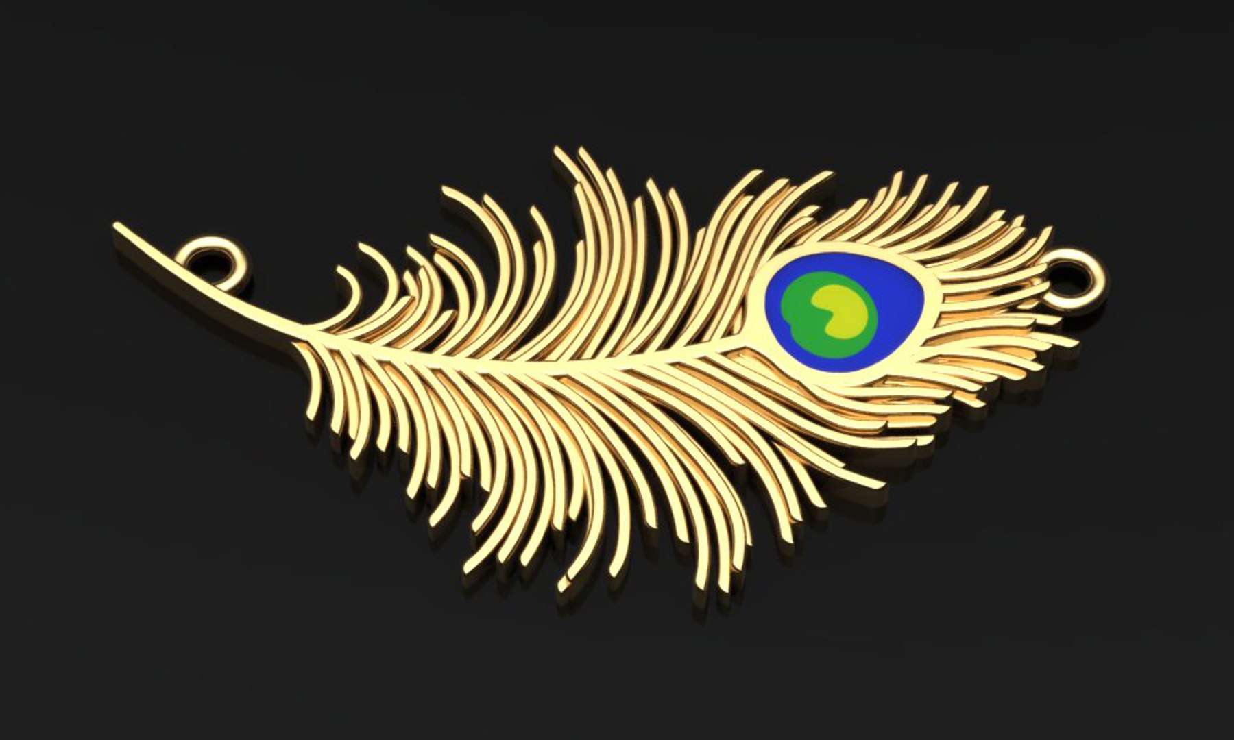 Peacock feather 2024 gold pendant