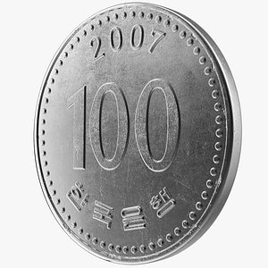 South Korea 100 Won 2007 Coin 3D