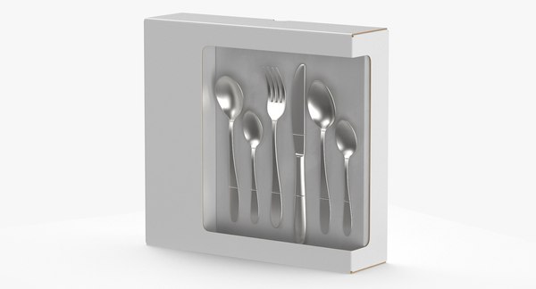 modelo 3d Cajas para Cubiertos Tipo 01 Caja Blank o Genérica Plata