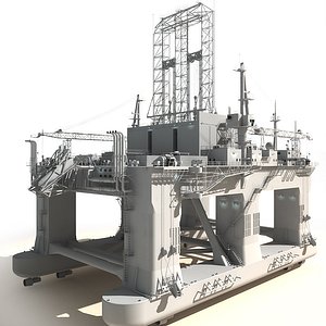 3d model oil rig semi-submersible white