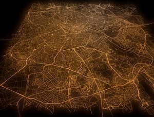 3D Streets Railroad and car roads Brussels Belgium model