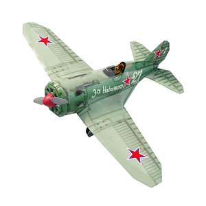 Polikarpov I-16 Donkey lowpoly WW2 fighter 3D model