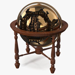 Sculpted Sphere of Ruins in Classic Globe Frame