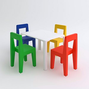 children s table chairs 3d max