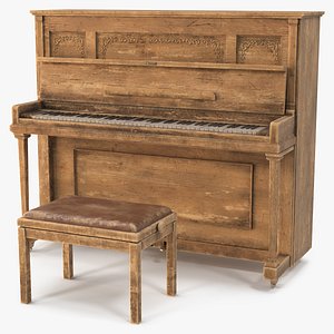 Saloon Western Piano Old Light Wood Open
