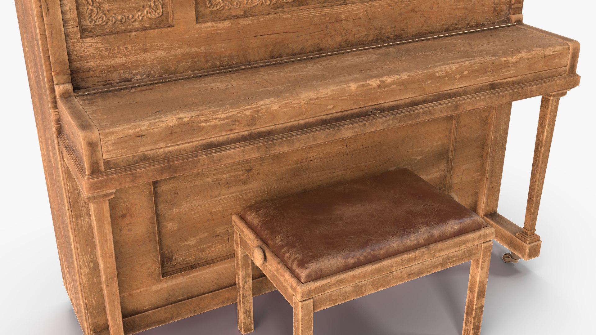 Saloon Western Piano Old Light Wood Open 3D - TurboSquid 2316306