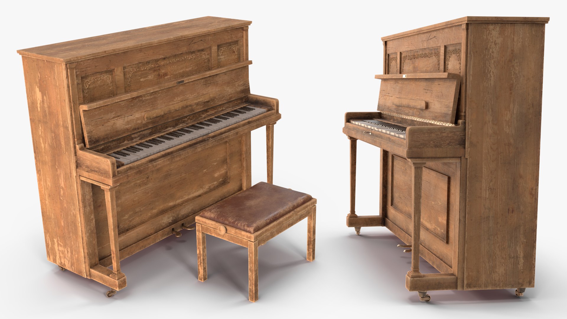 Saloon Western Piano Old Light Wood Open 3D - TurboSquid 2316306