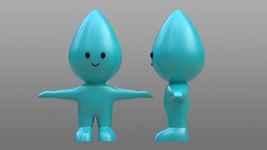 Water Drop Char Rigged Low Poly 3D model