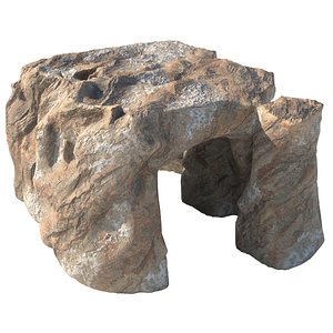3D model coral red stone cave entrance