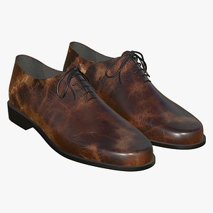 Realistic Leather Shoes Lace Up Brown