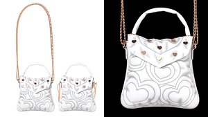 3D model Lovely Heart Embellished Handbag White