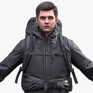 Man in Hiking Outfit - Middle Poly -  Low Poly