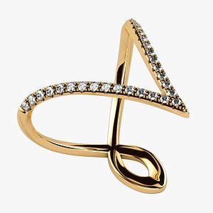 Arrow Shape Gold Ring 3D model