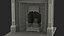 Black Antique Fireplace with Fire