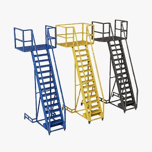3D model Industrial Hangar Stairs Game Ready Asset