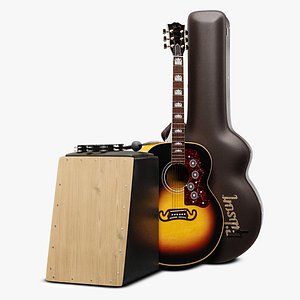 3D model Acoustic PACK - Gibson SJ-200 Cajon and Tambourine