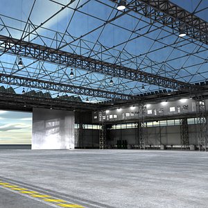 industrial building warehouse hangar 3d obj
