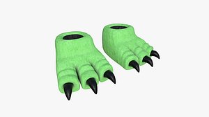 3D Slippers G05 Green Dino Paw - Costume Character Design