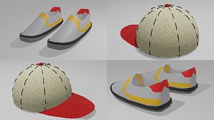 3D 2xPack Sport shoes and cap OBJ and Blend model