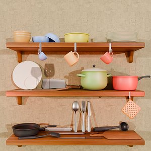 Stylized Lowpoly Kitchen Pack model