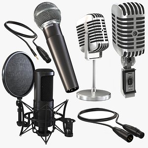 3D model Microphone and Cable Collection