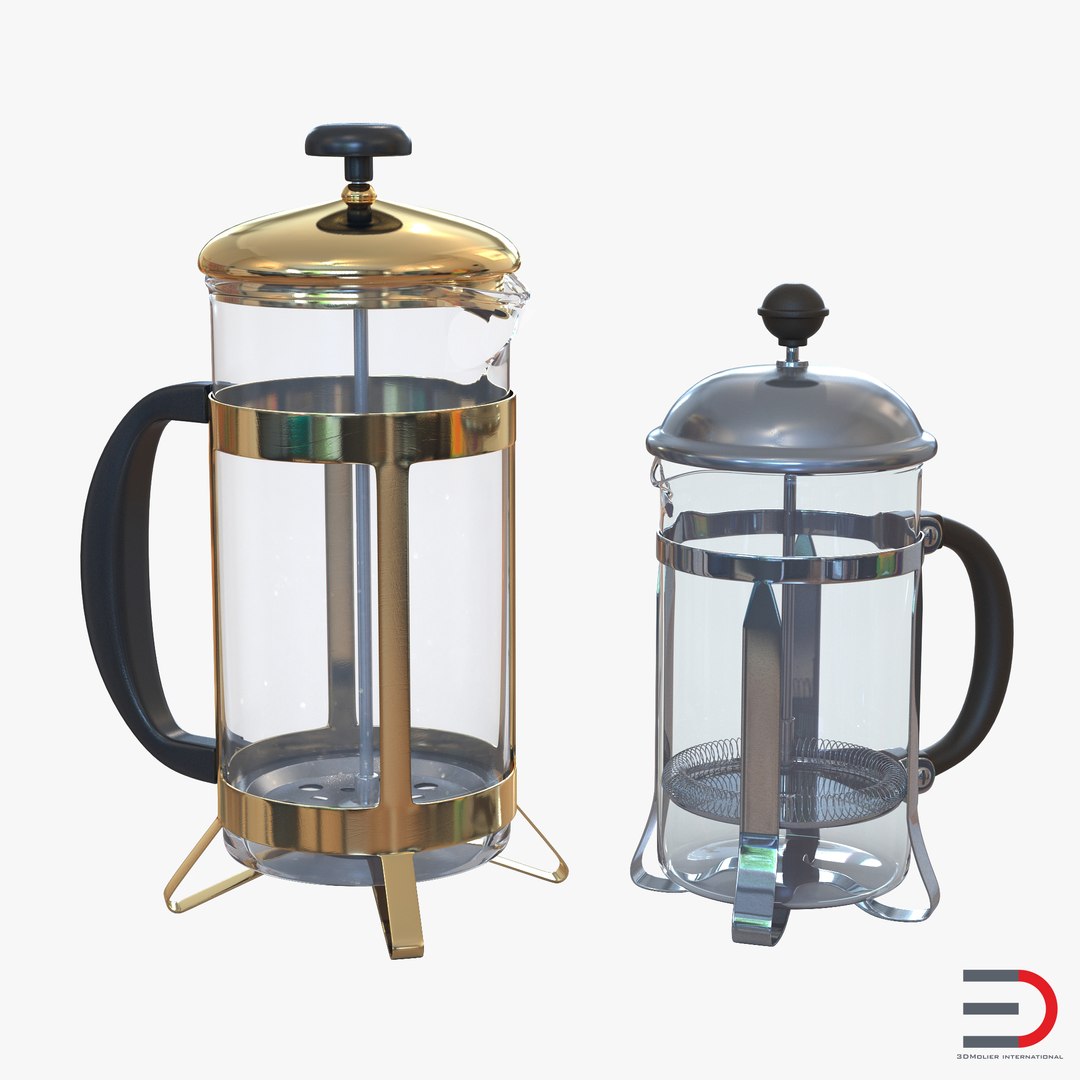 French Press Coffee Pots Collection 3D model preview