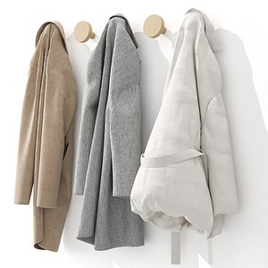 3D Outerwear and cap on hooks Set 02 model