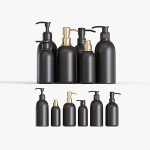 Black Pump Bottles Collection 3D