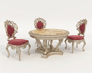 3D model Classic European style Dining Table and Chairs 65
